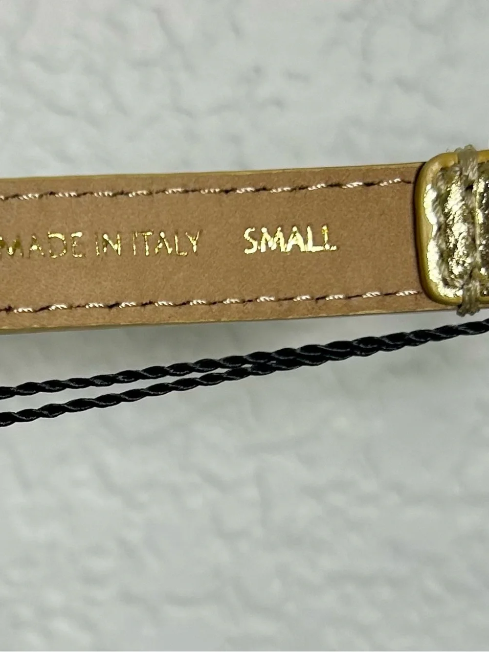 NWT Elie Tahari Gold Metallic Leather Chain Belt Made in Italy Small